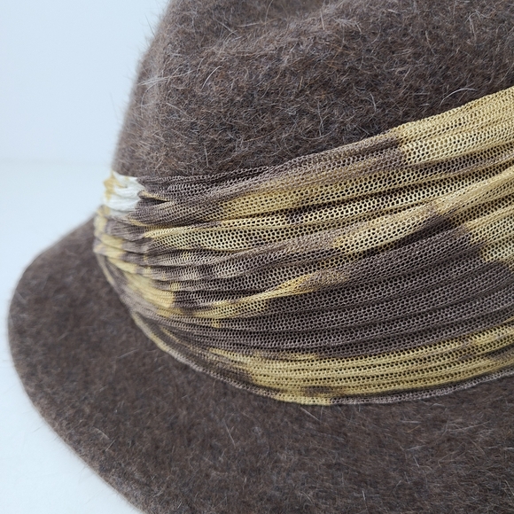 Sherel's New York Brown Tan Mohair Wool-Blend Vintage Fedora Hat - Picture 5 of 7